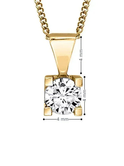 Canadian Diamond 0.20ct Solitaire Pendant in Four Claw Setting Set in 14K Yellow Gold