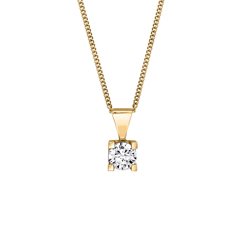 Canadian Diamond 0.50ct Solitaire Pendant in Four Claw Setting Set in 14K Yellow Gold