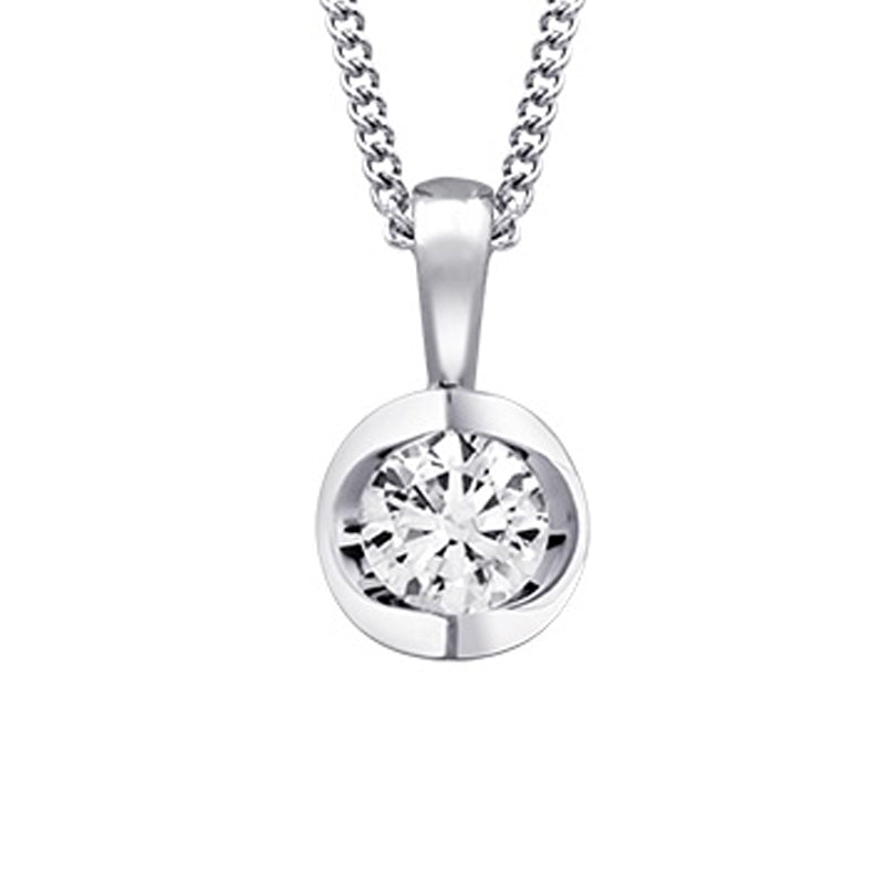 Canadian Diamond 0.40ct Solitaire Pendant in Tension Set in 14K White Gold