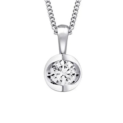 Canadian Diamond 0.20ct Solitaire Pendant in Tension Set in 14K White Gold