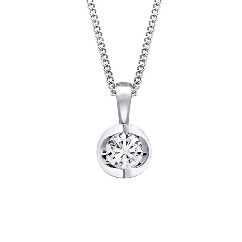 Canadian Diamond 0.50ct Solitaire Pendant in Tension Set in 14K White Gold