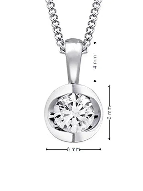 Canadian Diamond 0.20ct Solitaire Pendant in Tension Set in 14K White Gold