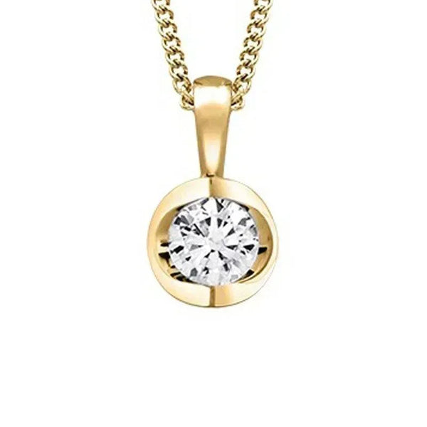 Canadian Diamond 0.15ct Solitaire Pendant in Tension Set in 14K Yellow Gold