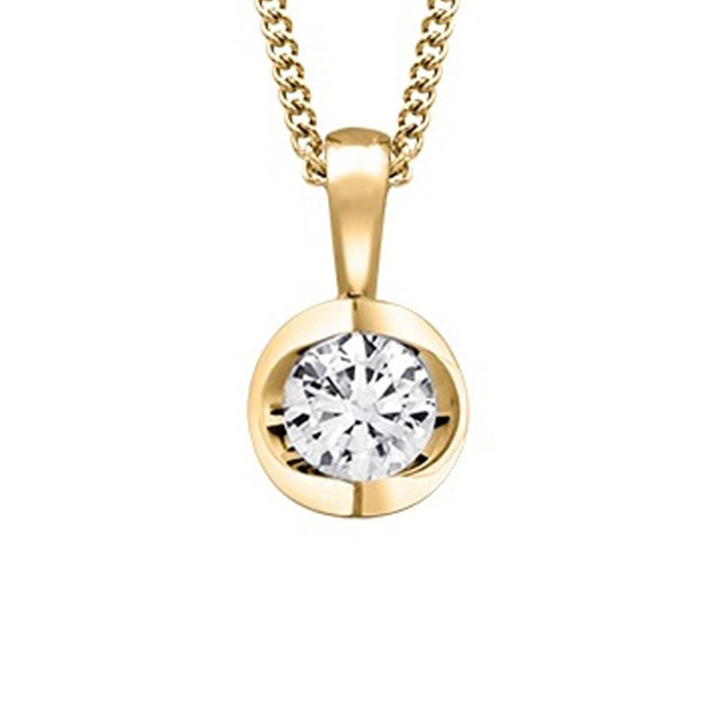 Canadian Diamond 0.15ct Solitaire Pendant in Tension Set in 14K Yellow Gold