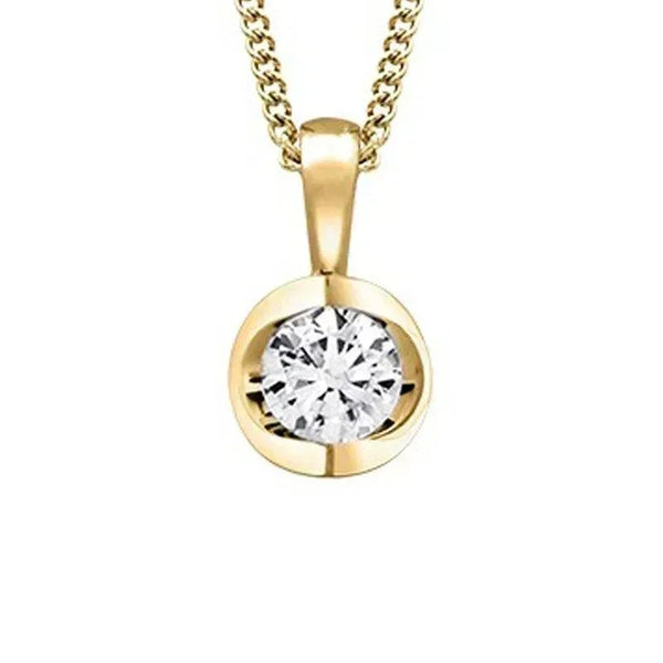 Canadian Diamond 0.20ct Solitaire Pendant in Tension Set in 14K Yellow Gold