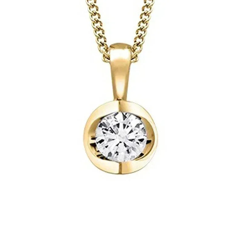 Canadian Diamond 0.50ct Solitaire Pendant in Tension Set in 14K Yellow Gold