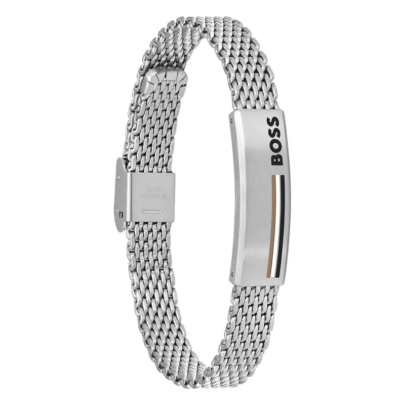 Hugo Boss Jewellery Men s Alen Stainless Steel Mesh Bracelet 1580611 Obsessions Jewellery