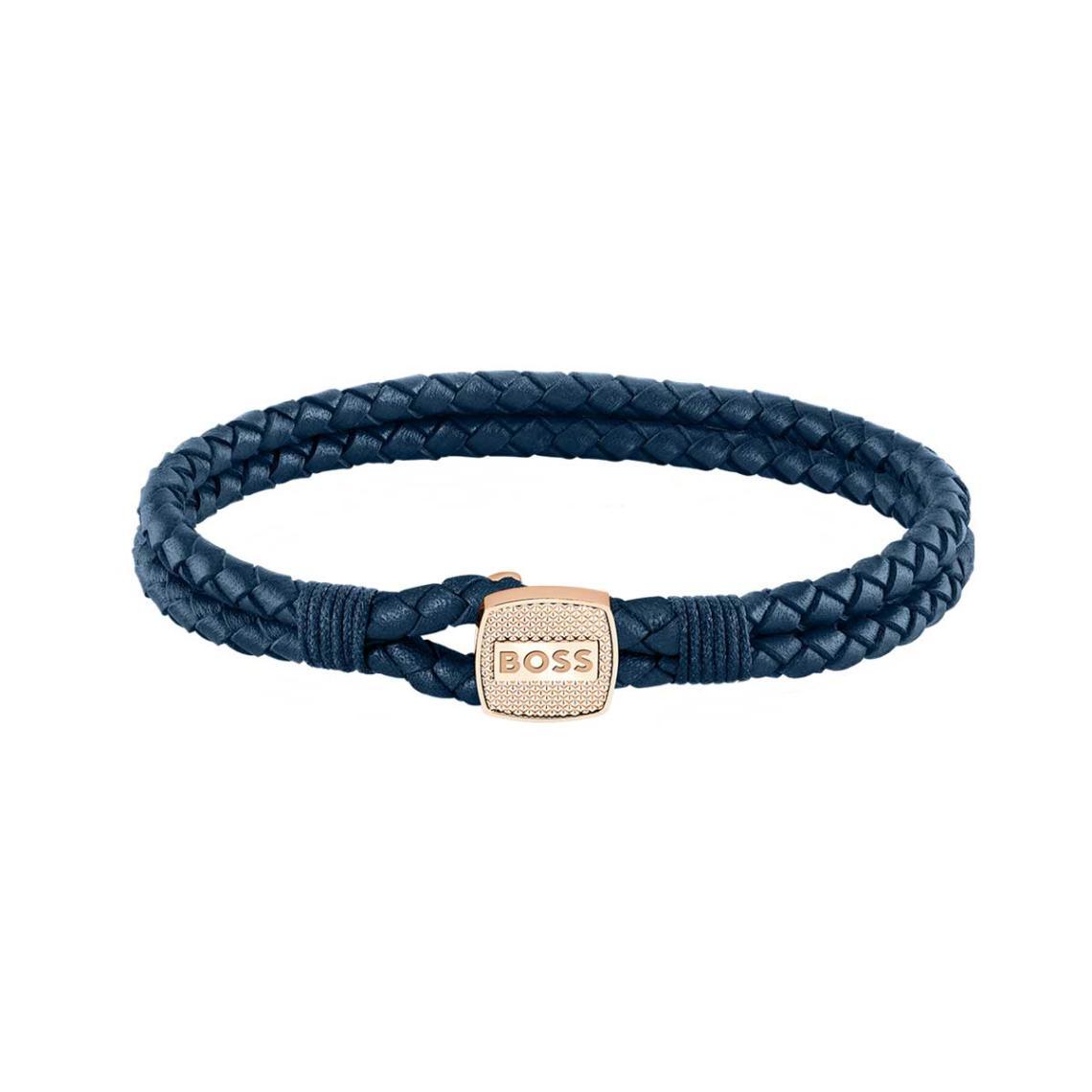 Hugo Boss Jewellery Men s Seal Blue Leather Bracelet 1580668M