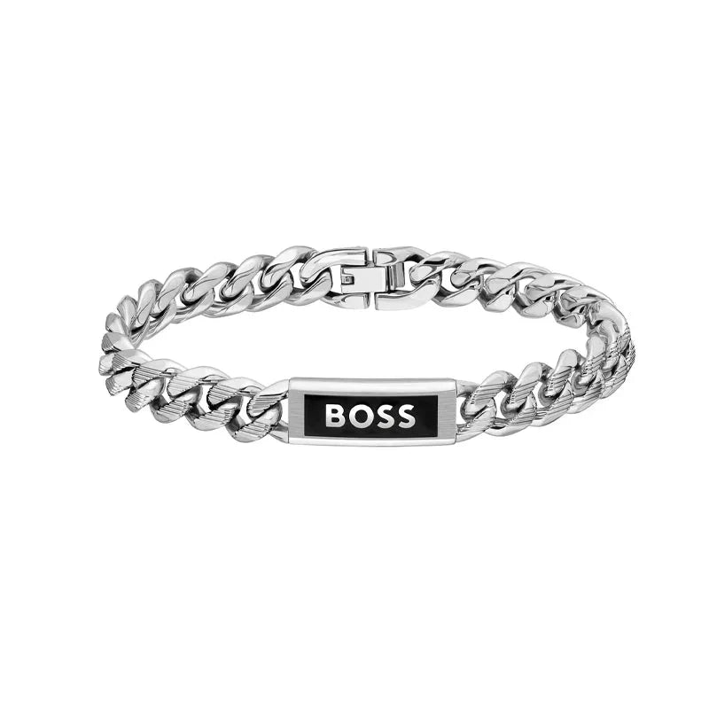Hugo Boss Jewellery Men's Kassy Stainless Steel & Black Enamel Bracelet 1580679M