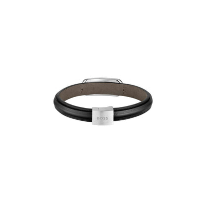 Hugo Boss Jewellery Men's Kode Collection Bracelet With Black Leather