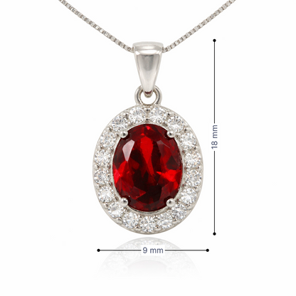 January Birthstone Garnet Color CZ Pendant in Sterling Silver