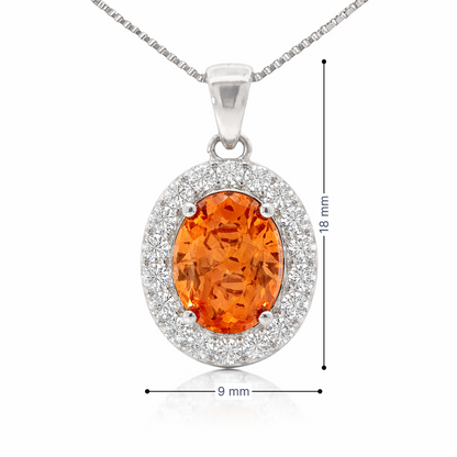 Novemver Birthstone Yellow Color CZ Oval Pendant in Sterling Silver
