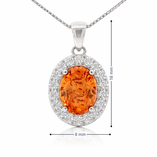 Novemver Birthstone Yellow Color CZ Oval Pendant in Sterling Silver