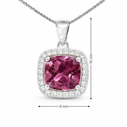 October Cushion Birthstone Color CZ Pendant in Sterling Silver