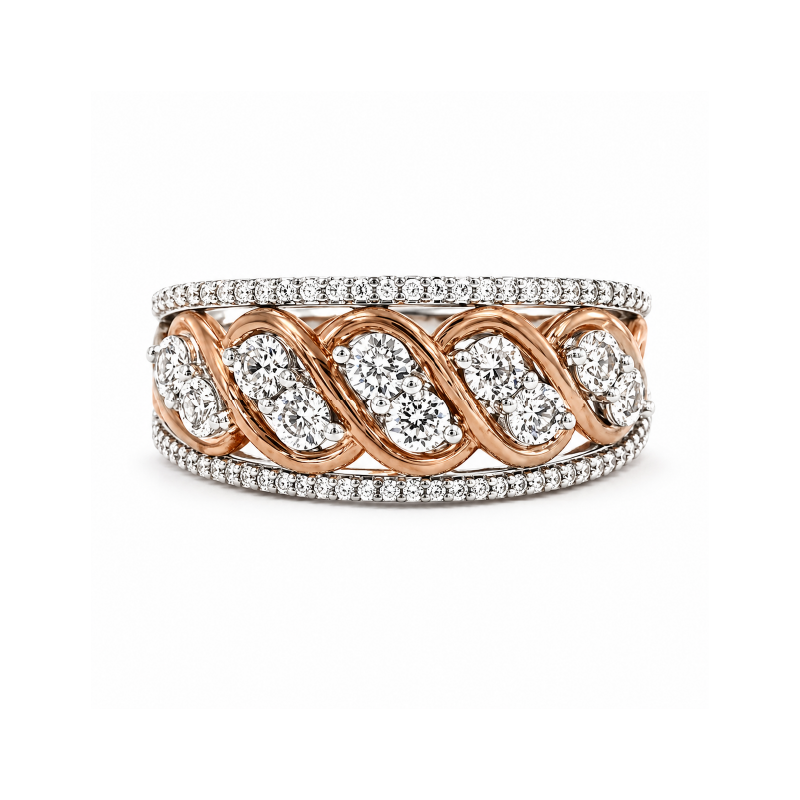 Sterling Silver Rose Gold Plated 0.25TDW Diamond Anniversary Band