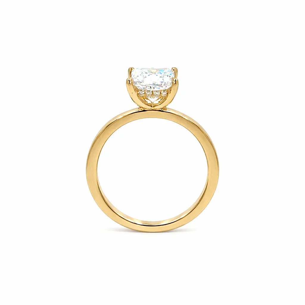 2.27 TDW Lab Grown Diamond 14K Yellow Gold Princess Solitaire Ring with Hidden Halo