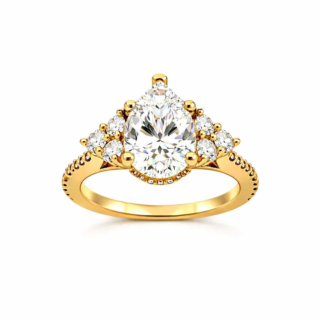 3.10 TDW Pear Lab Grown Diamond Engagement Ring