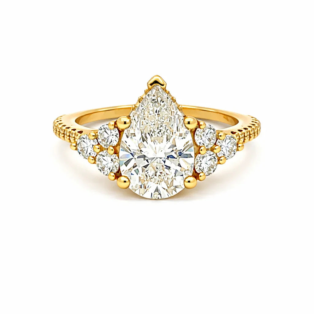 3.10 TDW Pear Lab Grown Diamond Engagement Ring