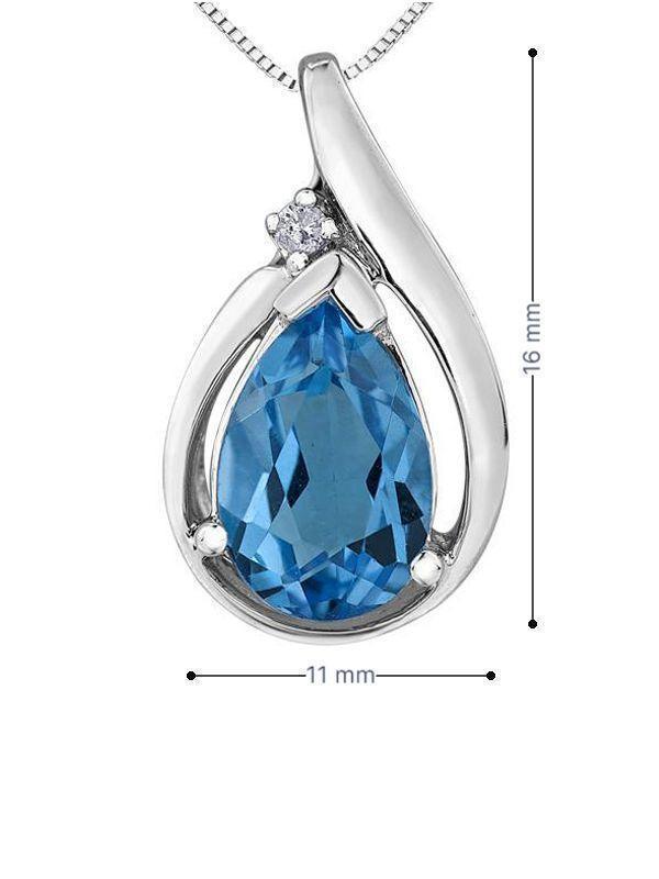 10K White Gold Blue Topaz And Diamond Pendant 20000