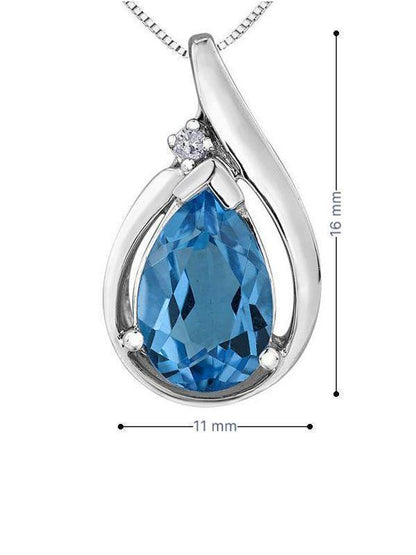 10K White Gold Blue Topaz And Diamond Pendant 20000