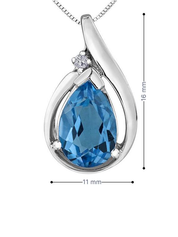 10K White Gold Blue Topaz And Diamond Pendant 20000