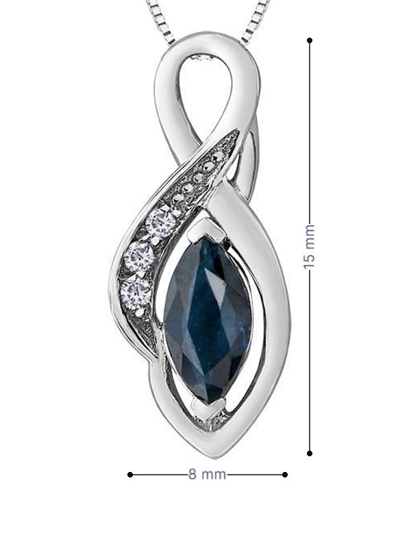 10K White Gold Sapphire Pendant 20009