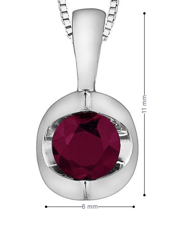 10K White Gold Ruby Pendant