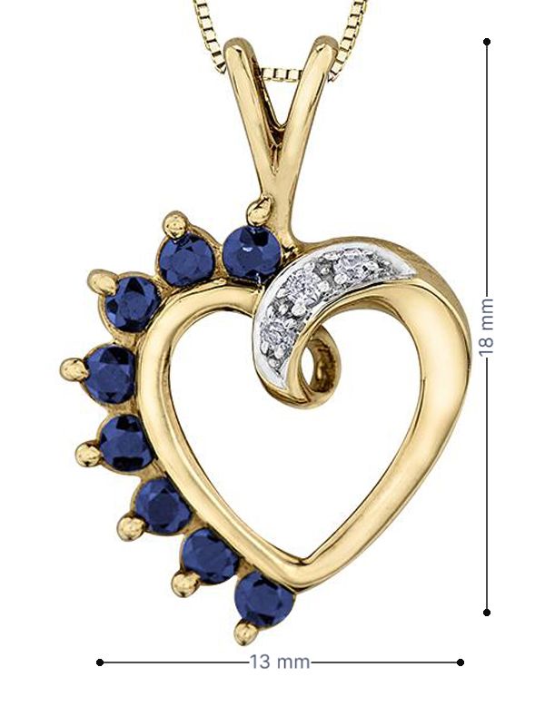 10K Sapphire Heart Pendant