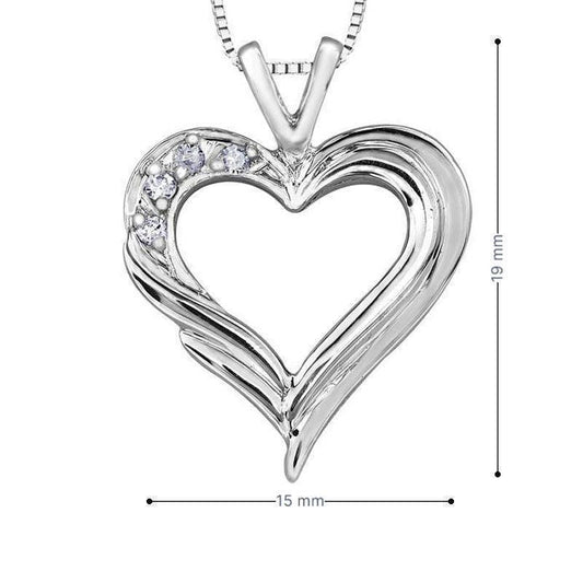 10K White Gold 0.04TDW Diamond Heart Pendant