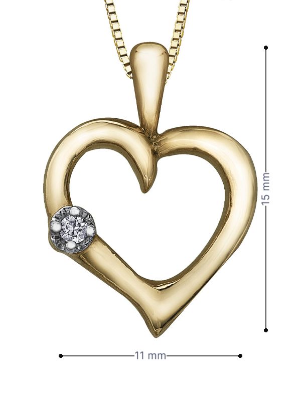 10K Yellow Gold 0.015TDW Diamond Heart Pendant