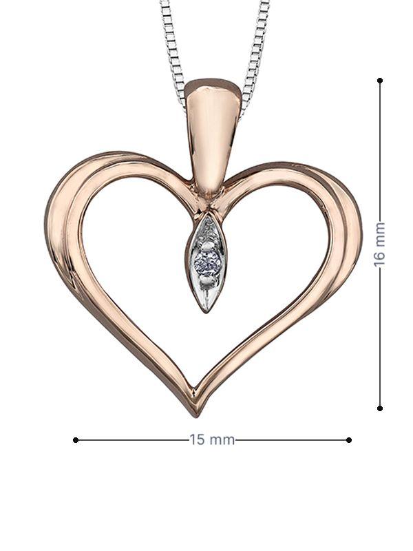 10K Rose Gold Diamond Heart Pendant