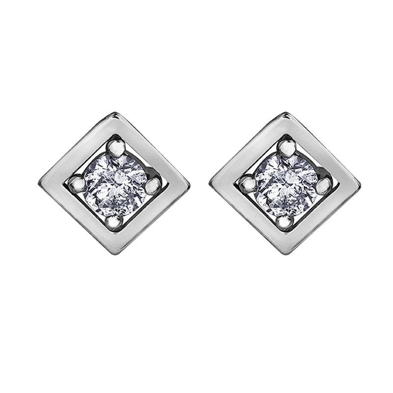 10K White Gold 0.08TDWW Diamond Earrings