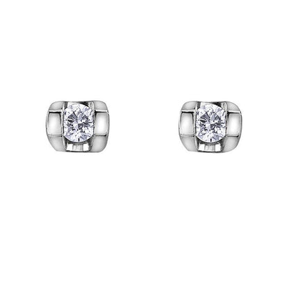10K White Gold 0.06TDWW Diamond Earrings