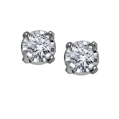 10K White Gold 0.04TDW Diamond Earrings