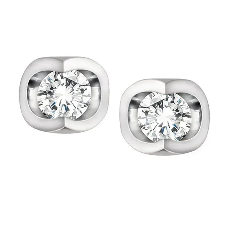 10K White Gold 0.06TDW Diamond Earrings