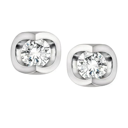 10K White Gold 0.06TDW Diamond Earrings