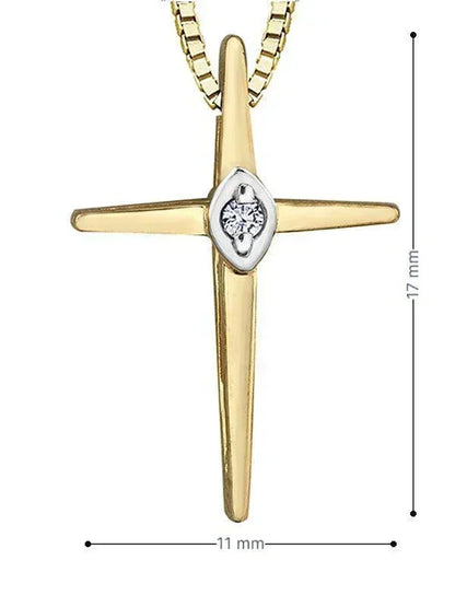 10K Yellow Gold 0.15TDW Diamond Cross Pendant with Chain