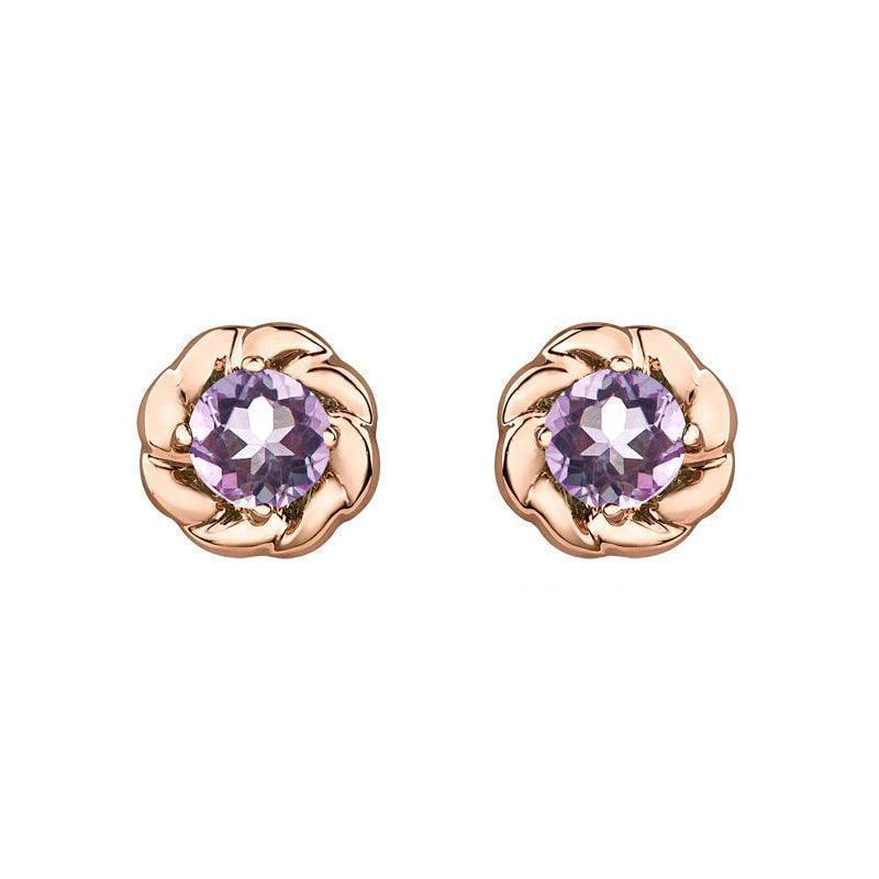 10K Rose Gold Lilac Amethyst Earrings
