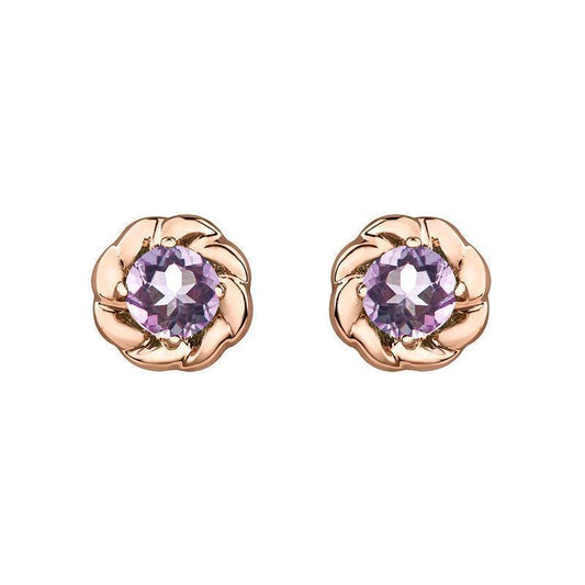 10K Rose Gold Lilac Amethyst Earrings