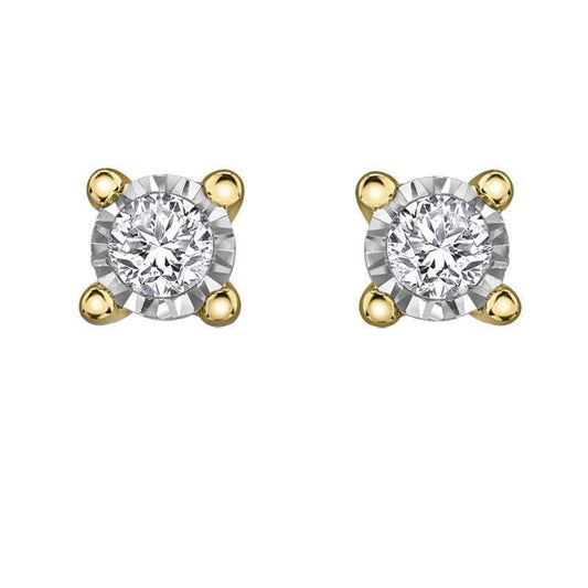 10K Yellow Gold 0.04TDW Diamond Illusion Set Stud Earrings