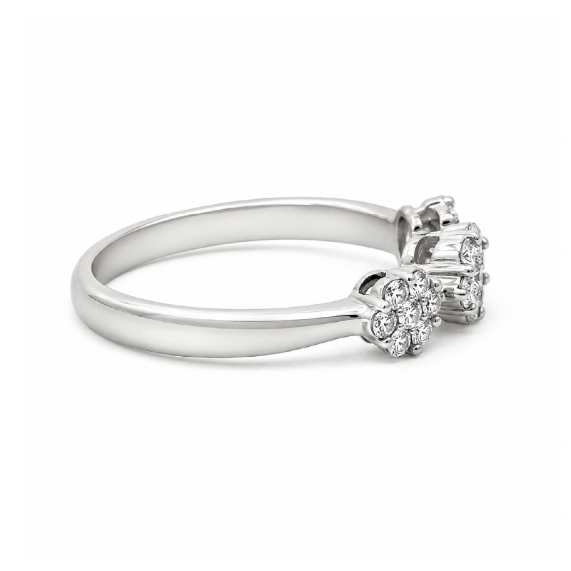 1.00CT Diamond Flower Ring in 14K White Gold