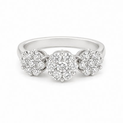 0.50CT Diamond Flower Ring in 14K White Gold
