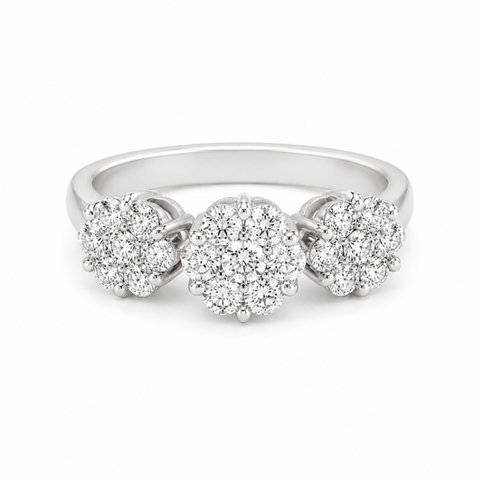 0.50CT Diamond Flower Ring in 14K White Gold
