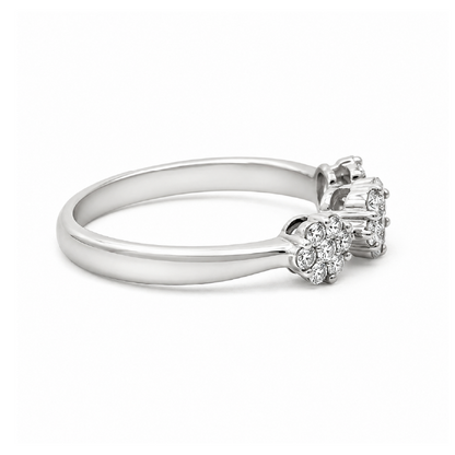 0.50CT Diamond Flower Ring in 14K White Gold