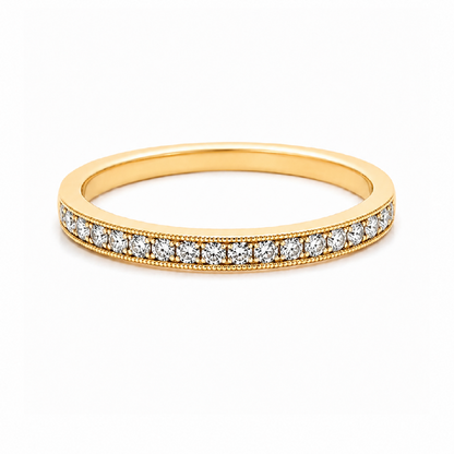14K Yellow Gold 0.28CT Diamond Milgrain Edge Wedding Band