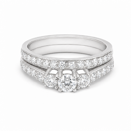 1.03CT Diamond Weddig Set in 14K White Gold
