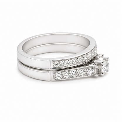 1.03CT Diamond Weddig Set in 14K White Gold