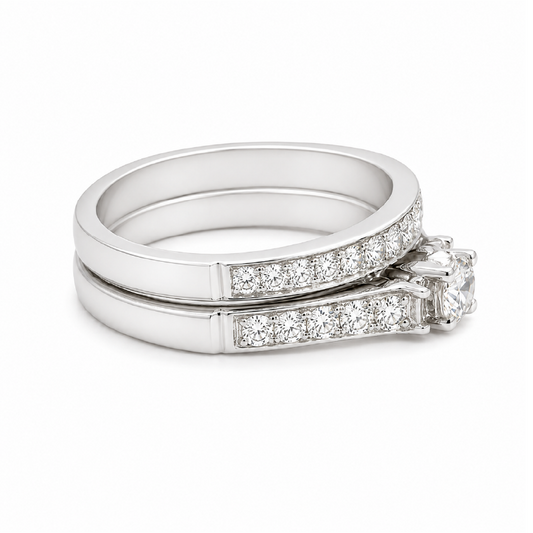 1.03CT Diamond Weddig Set in 14K White Gold