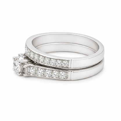 1.03CT Diamond Weddig Set in 14K White Gold