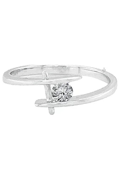 10K White Gold 0.15CT Round Diamond Solitaire Engagement Ring